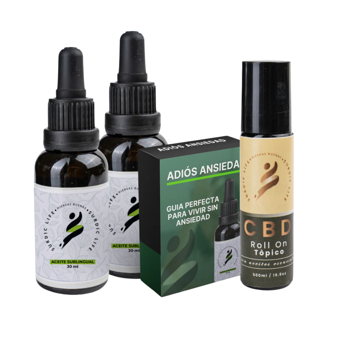 ACEITE SUBLINGUAL X2 + ROLL ON + GUIA ADIÓS ANSIEDAD